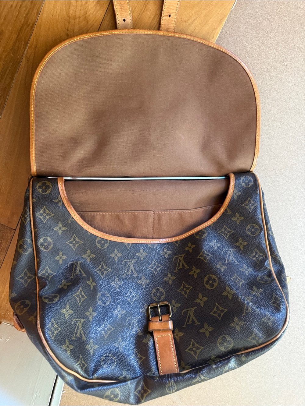 Classic Monogram Canvas Messenger Bag in Brown with Tan Trim - Picture 11 of 11